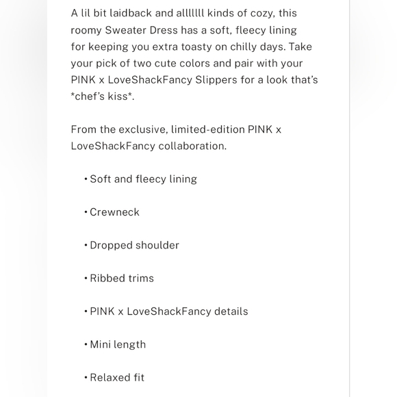 New Pink×LoveShackFancy Pink Sweatshirt Dress - Picture 5 of 5